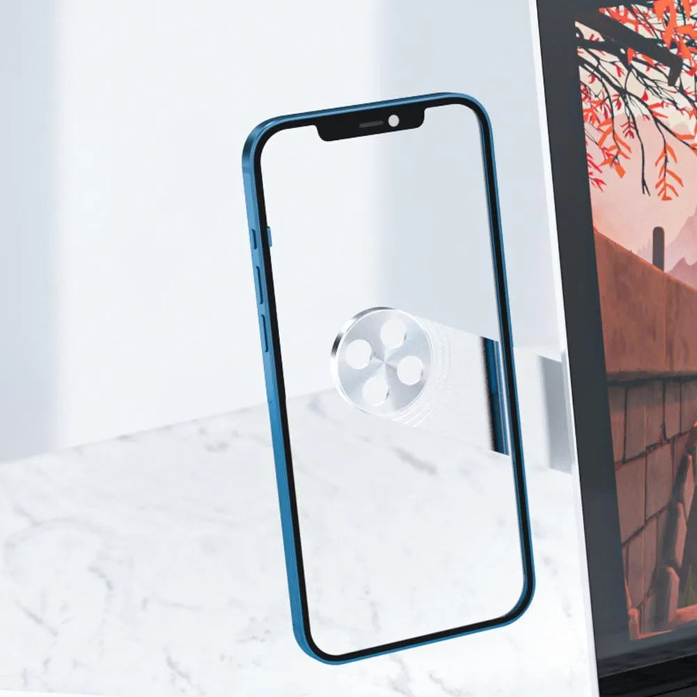 Black magnetic laptop phone holder with foldable aluminium bracket attached to a laptop screen