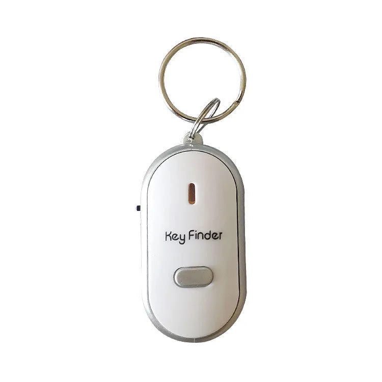 Oval-shaped plastic key finder pendant with voice control, shown in multiple colour options.