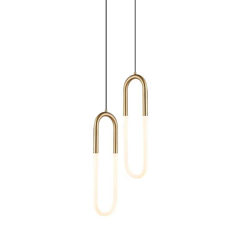 Nordic minimalist U-shaped pendant light for bedroom bedside with three-colour dimming