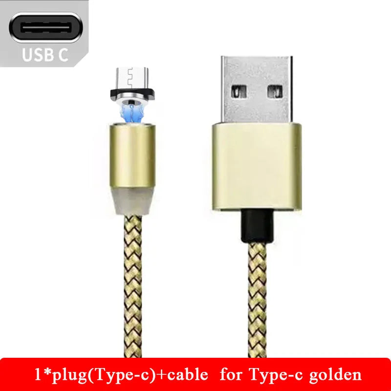 YBD magnetic LED charging cable 1 metre length with aluminium shell in multiple colours