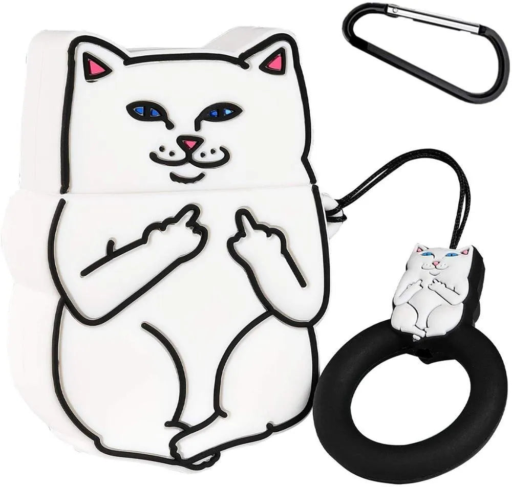 Silicone flip-top protective case for AirPods 1 and 2 with cartoon animal design options.