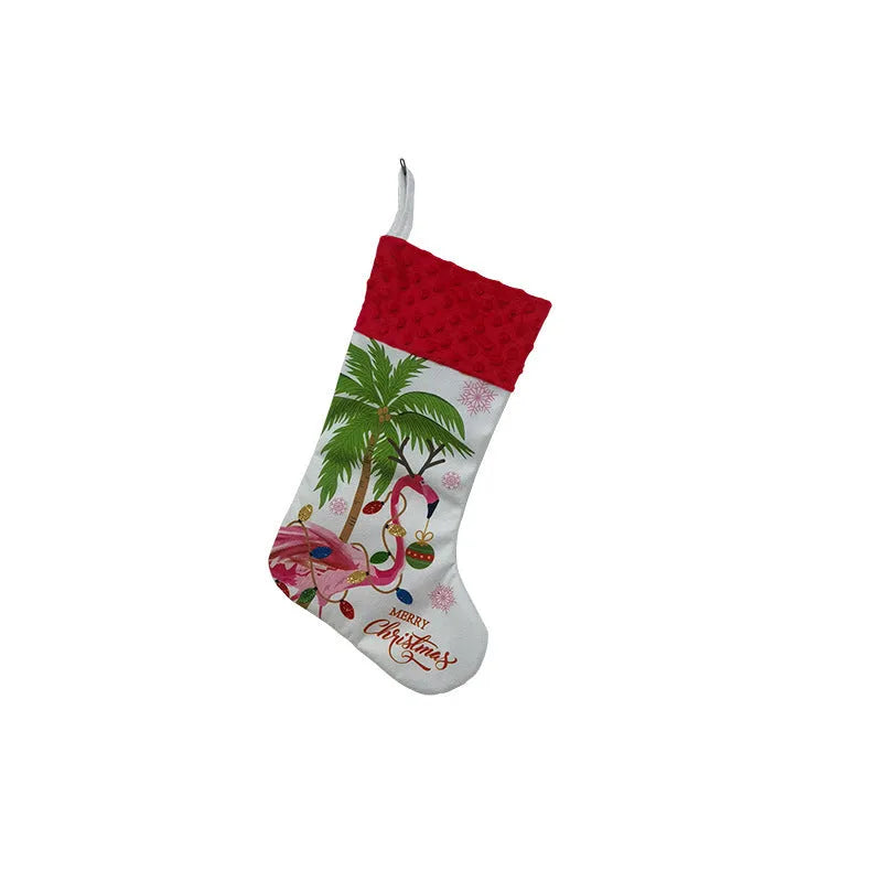 Large red cloth Christmas stocking decoration with 46cm height measurement