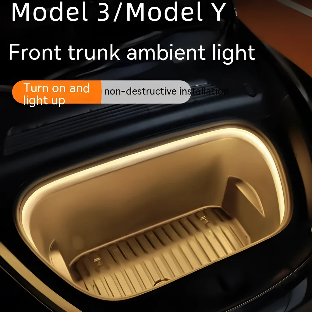 Tesla Model 3 Model Y front console ambient light kit with soft silicone light bar in choice of three colours