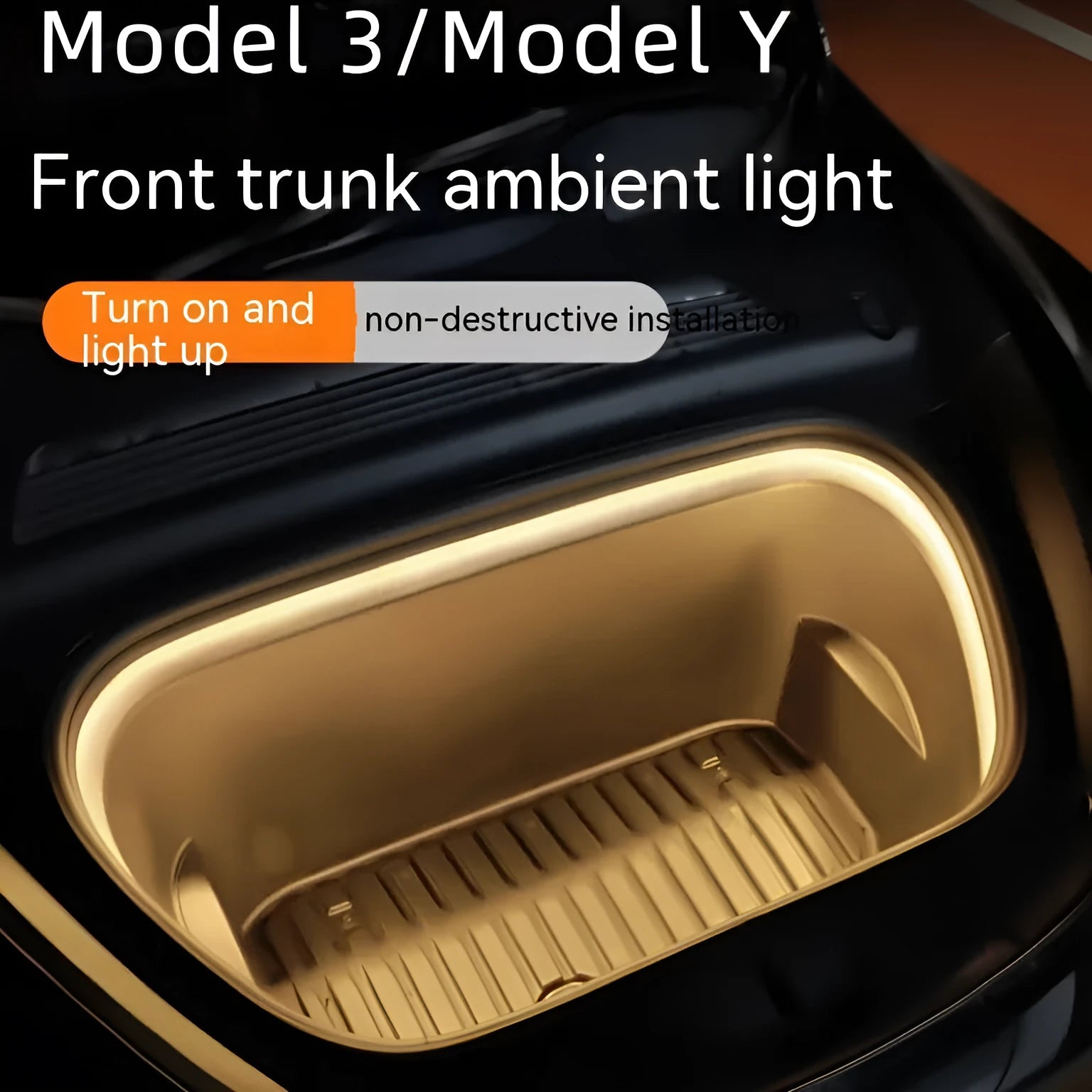 Tesla Model 3 Model Y front console ambient light kit with soft silicone light bar in choice of three colours