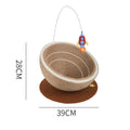 Large integrated cat scratching basin and bed with sisal rope surfaces and flannel fabric in starlight design