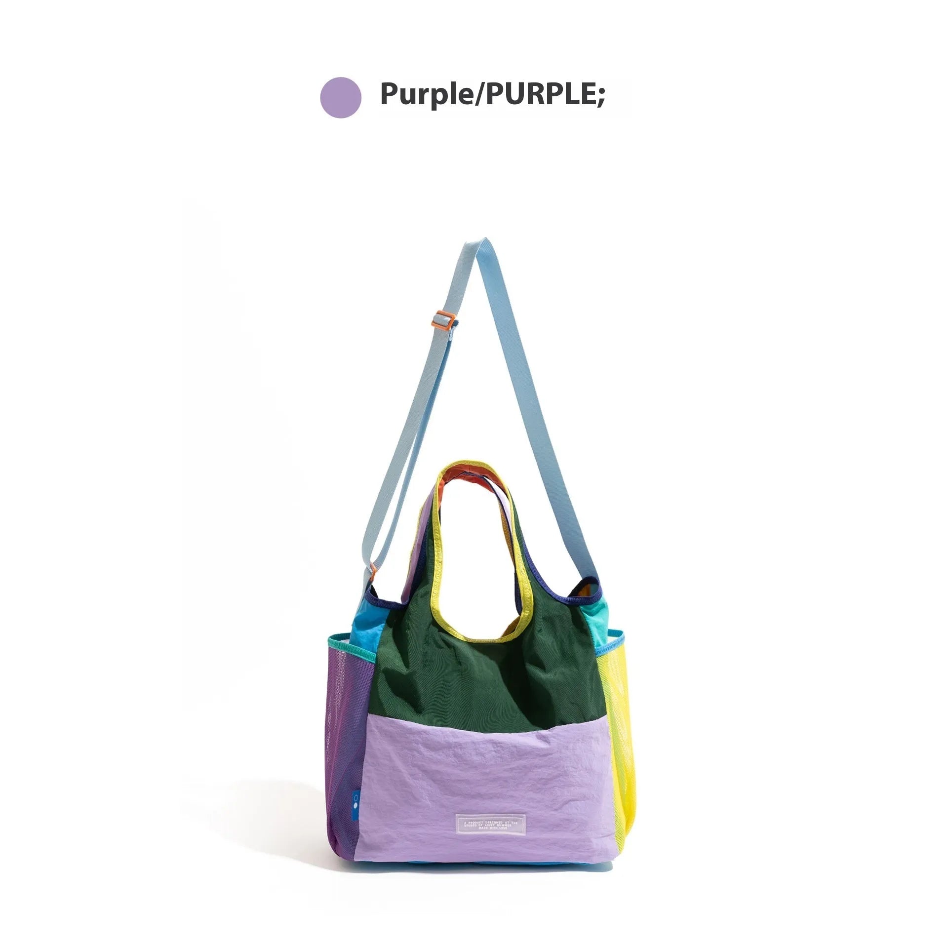 Foldable canvas tote bag in orange with crossbody strap, polyester material