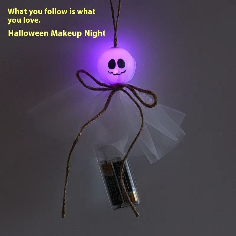 Halloween ghost themed LED string lights with colourful beads for battery-powered party decoration