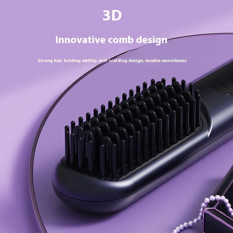Household portable charging negative ion straight hair comb in white, dark blue, or grey colours