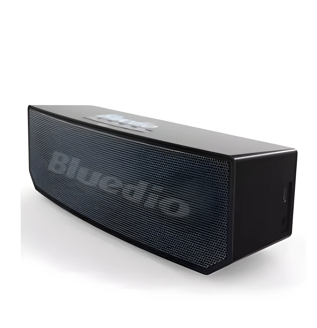Black BS-6 Bluetooth smart speaker with 52mm driver and micro-USB charging port