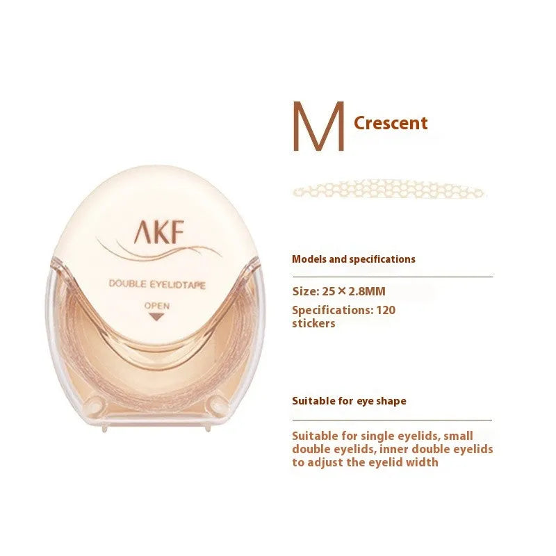 Invisible lace double eyelid stickers in a pack of 120, showing crescent and olive colour options