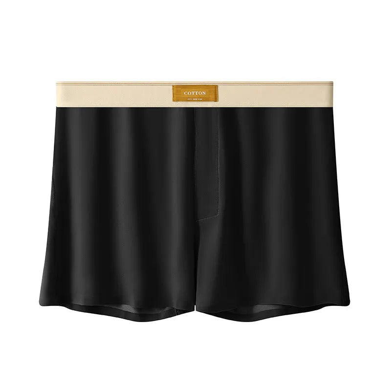 Men's loose-fit ice silk underwear in a solid colour on a mid-waist.