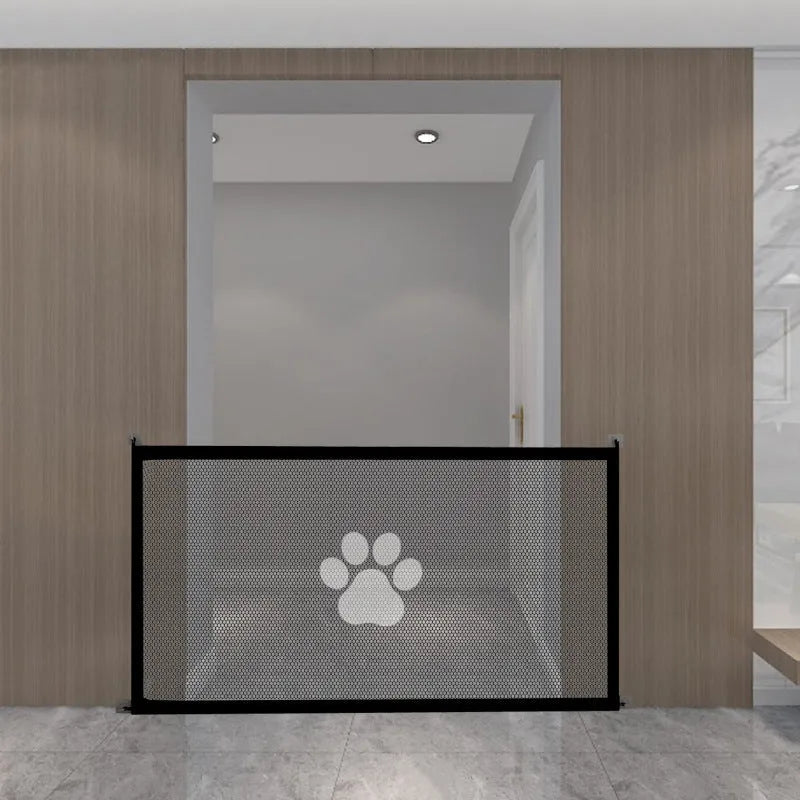 Portable folding dog barrier net fence with pet doorsill design