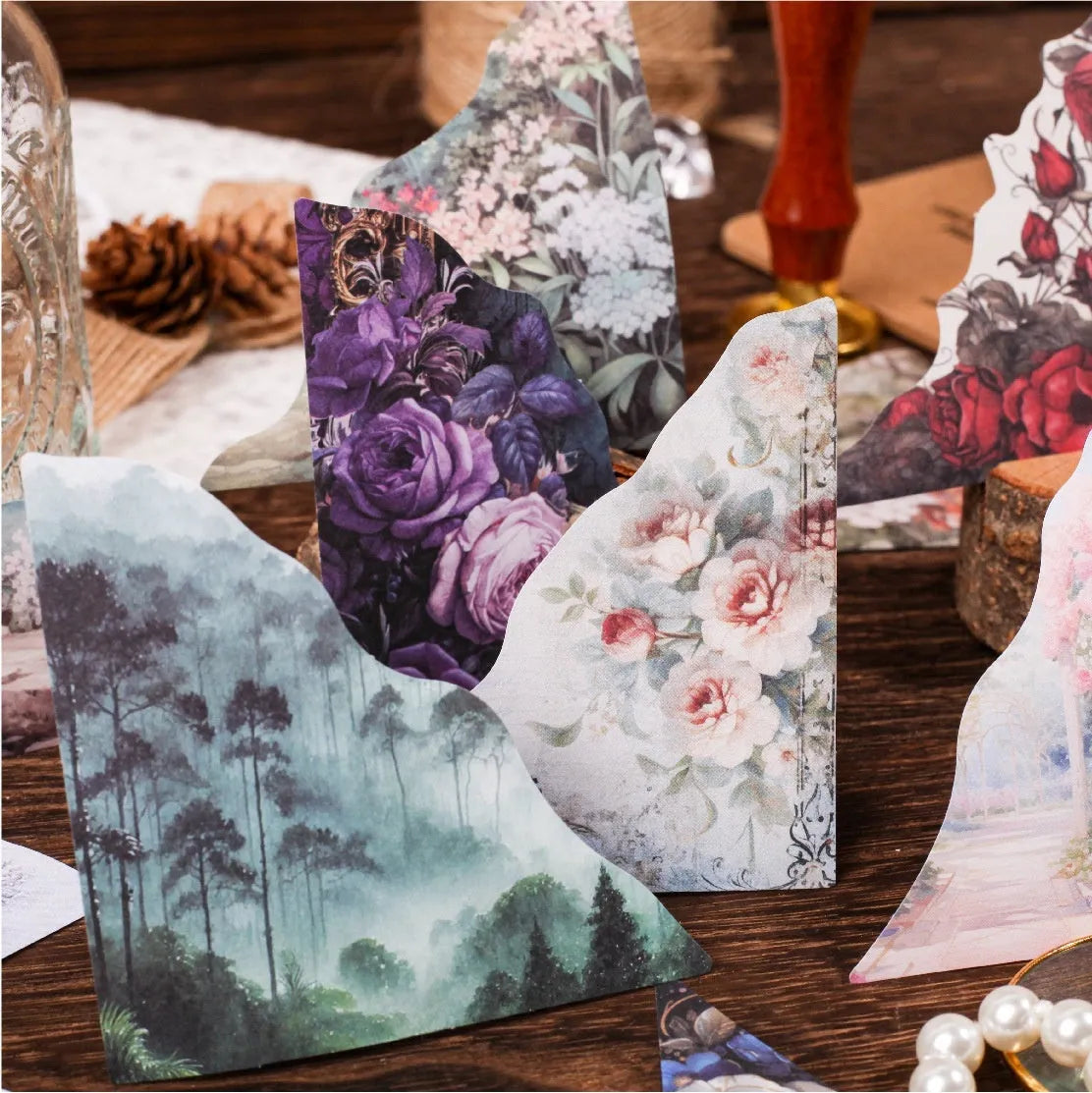 Set of printed paper bookmarks showing six colour options including Spring Vine, Pink Plum and Red Rose