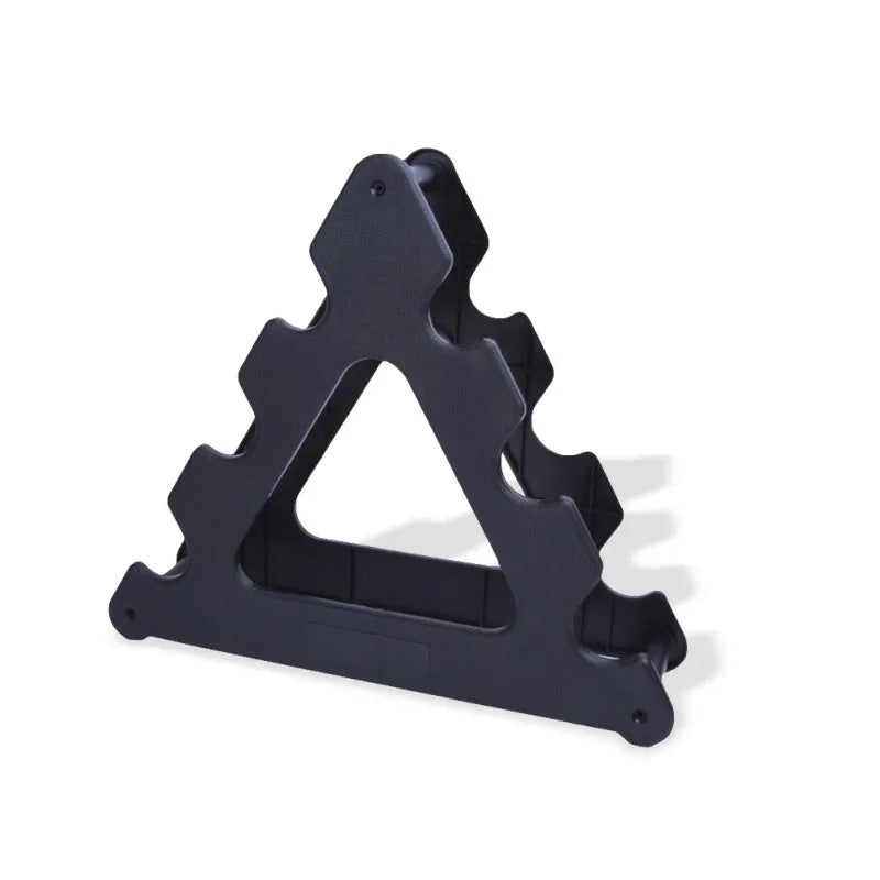 Dumbbell bracket wall mount with triangle and leaf shapes, 12x11 inches, for pairs of dumbbells up to 10 pounds.