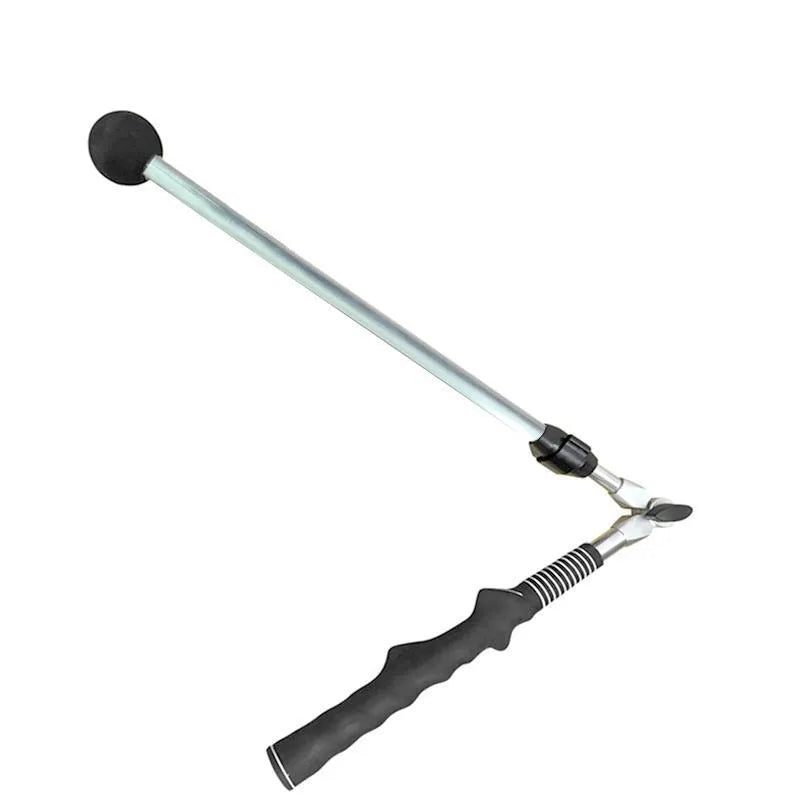 Golf folding swing trainer black with aluminium shaft and rubber grip, extended to 110cm