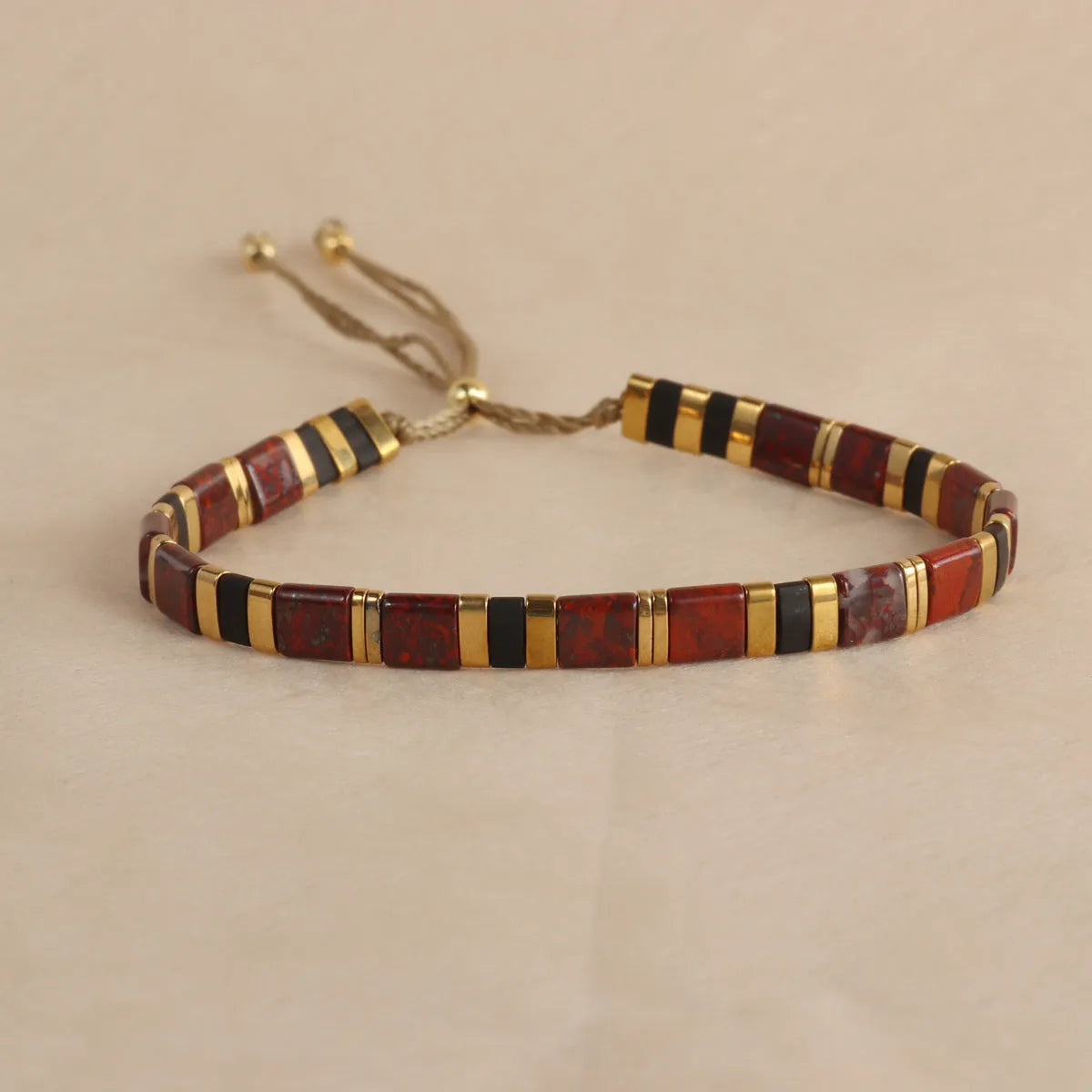 Geometric glass bead bracelet in European fashion style showing colour options