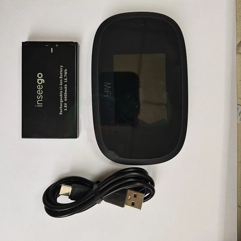 Black portable 4G LTE wireless router with dual-core processor for mobile internet access