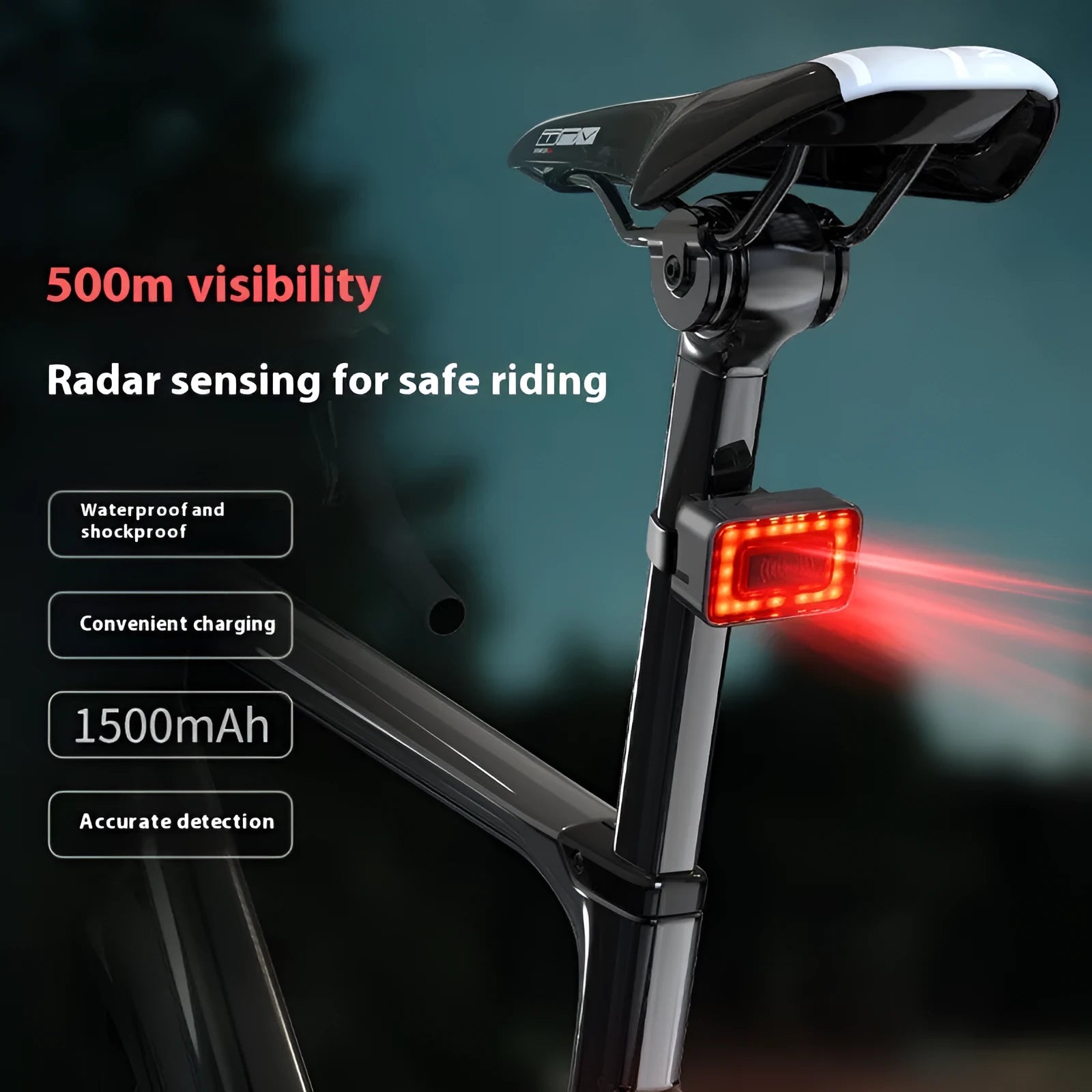 Smart millimeter wave radar bicycle taillight with double bracket mounting