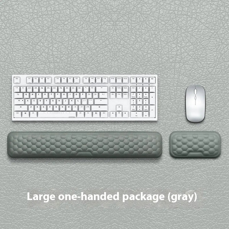 Memory foam computer wrist rest with silicone base in grey cloth cover style