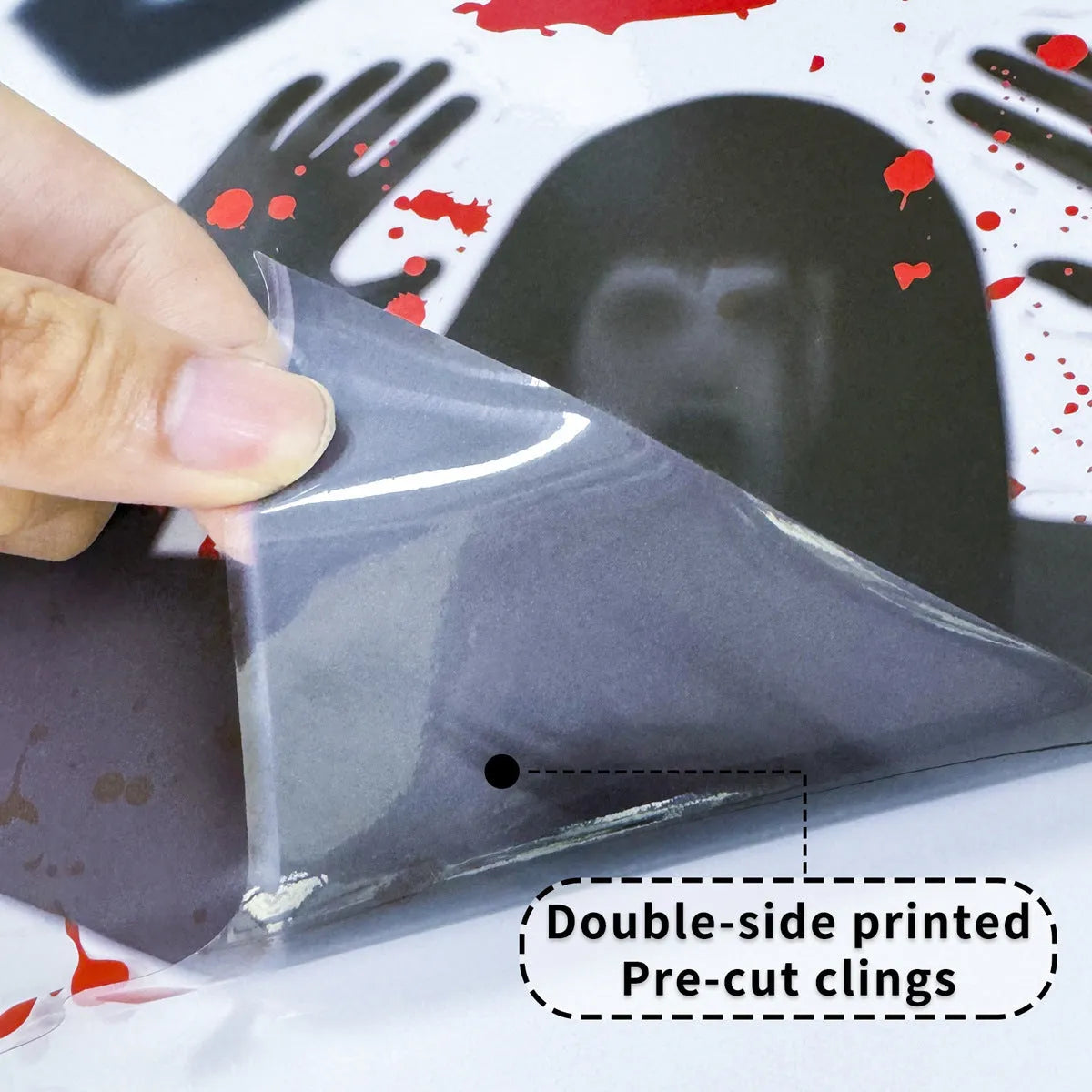 American-style PVC Halloween electrostatic window sticker set with female ghost skull design in 6 colour combinations