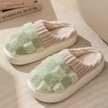 Plaid pattern women's plush slippers with round toe and non-slip sole in multiple colours