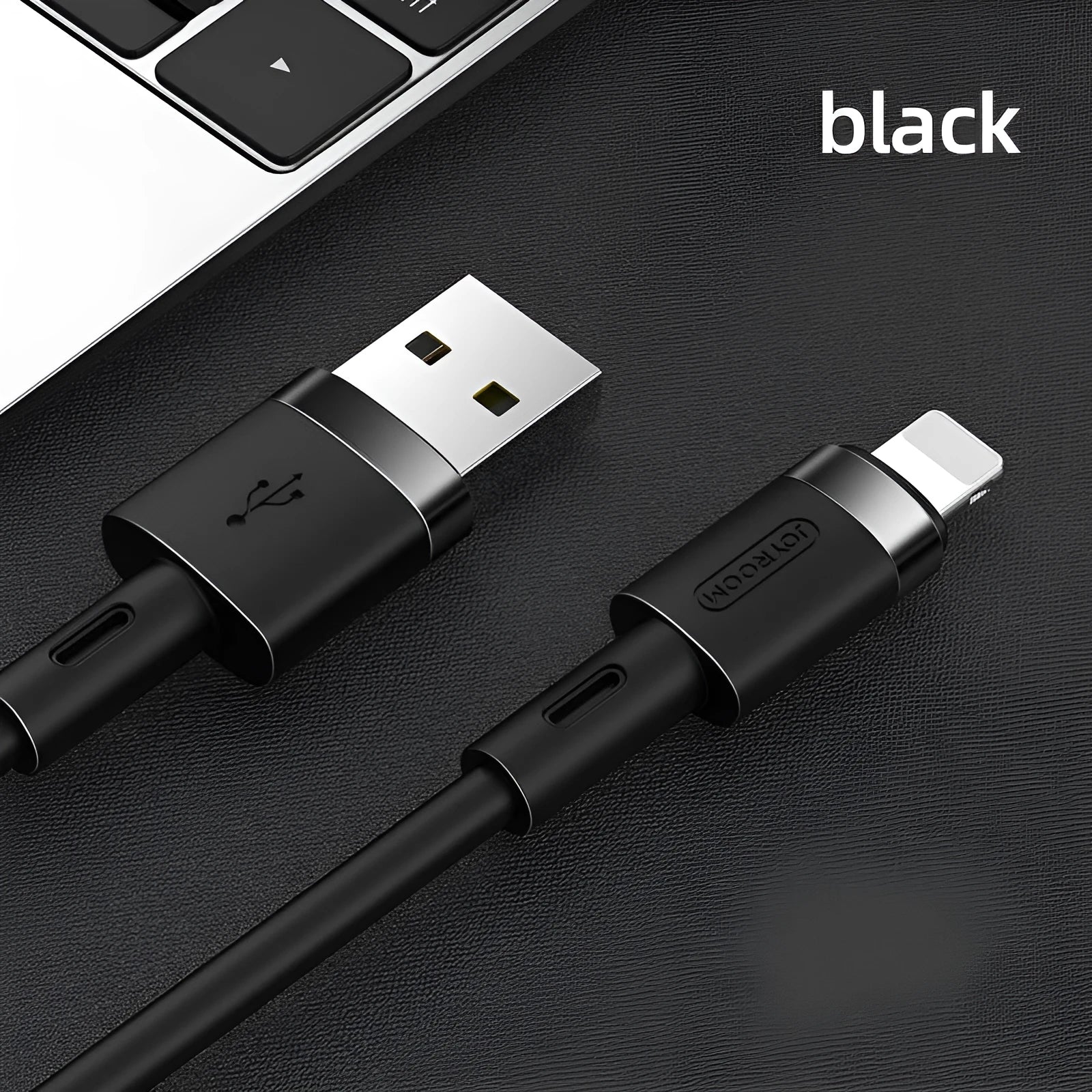 Type-C data charger cable in black, purple, red, white, and yellow colours showing 1.2m length