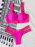 Women's contrasting colour bikini swimsuit with steel bracket push-up board in multiple colour options