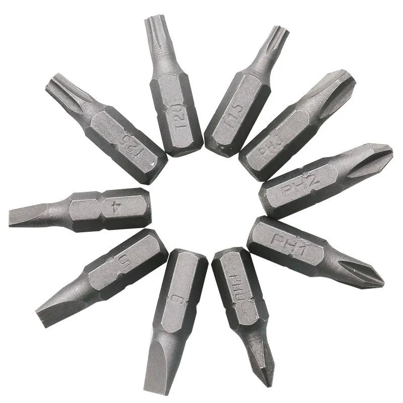 L-type double-headed socket wrench with ten steel screwdriver bits for mechanical repair