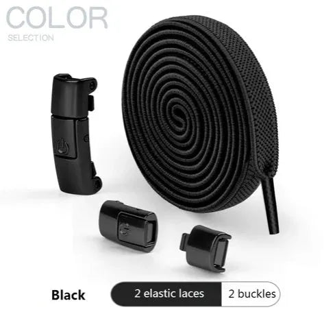 Press lock elastic shoelace with 8mm flat width and cotton weave on a trainer.