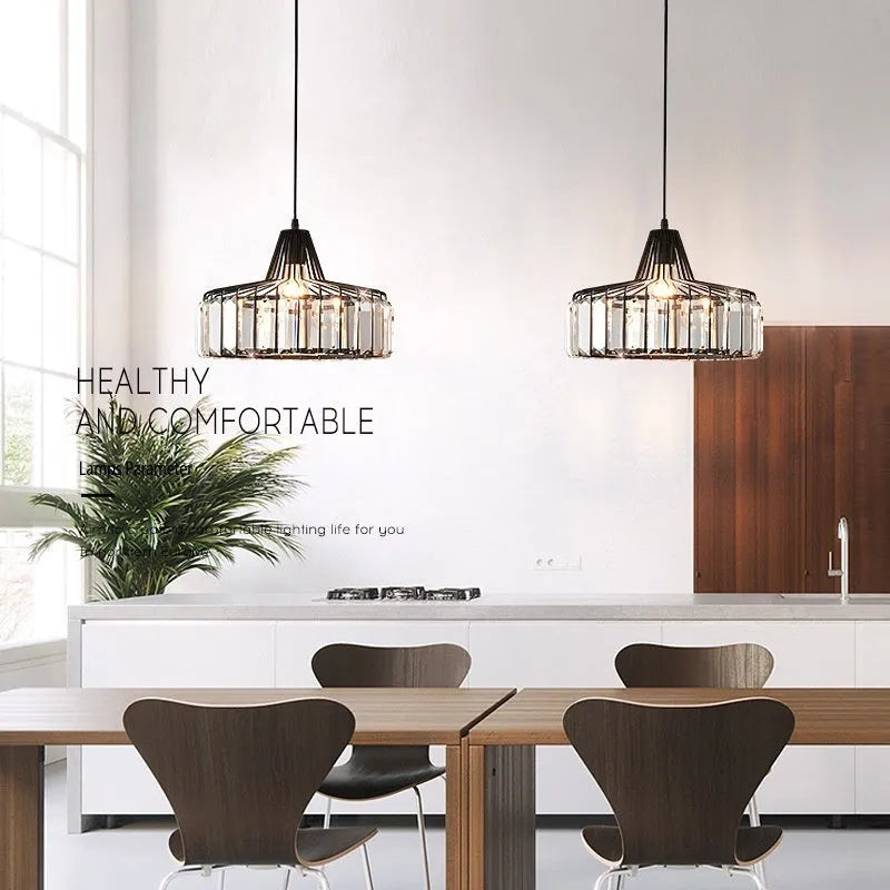 Modern crystal chandelier ceiling lamp in black or gold with LED lighting