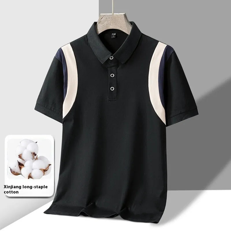 Men's striped cotton T-shirt with short sleeves in Korean style loose fit