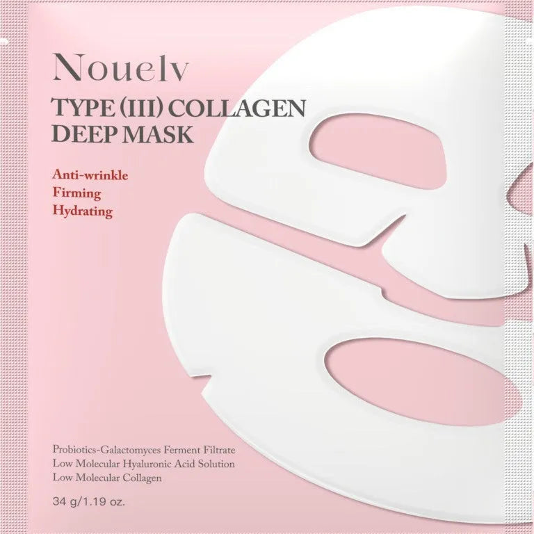 Collagen patch mask set containing four pieces for moisturising treatment of multiple skin types