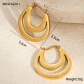Geometric French earrings gold plated and steel plated minimalist jewellery with round ring elements