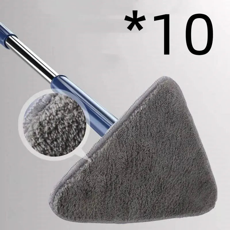 Extendable triangle cleaning mop with rotating head and stainless steel pole in blue colour