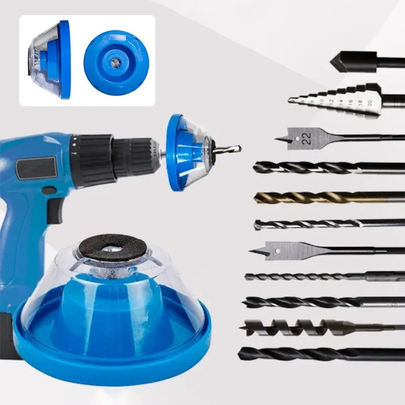 Blue bowl-shaped electric hammer dust cover accessory for drill debris collection