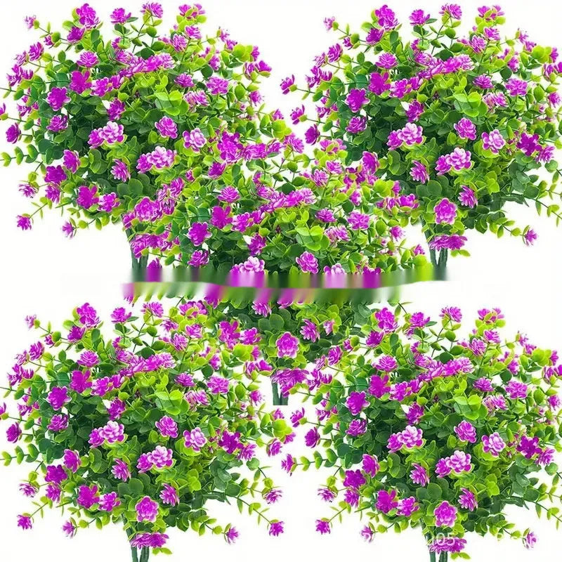 Plastic artificial eucalyptus camellia bouquet in mixed colours for wedding decor and photography props