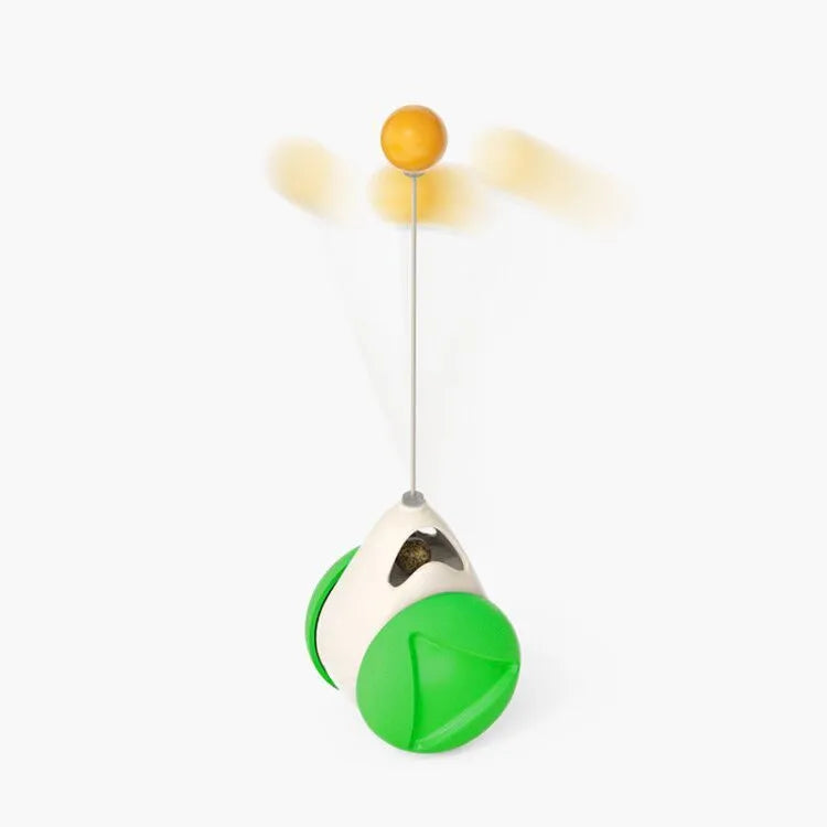 Cat rotating windmill toy with suction base and two transparent bins on blades
