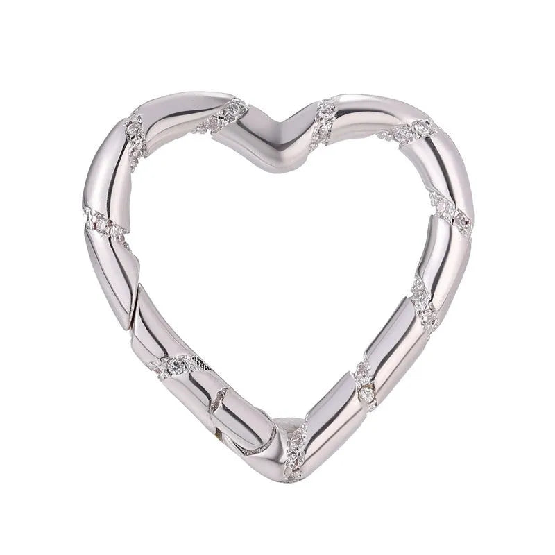 Copper climbing heart button with micro zircon inlay and gold electroplating