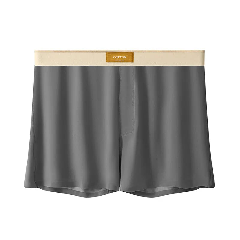 Men's loose-fit ice silk underwear in a solid colour on a mid-waist.