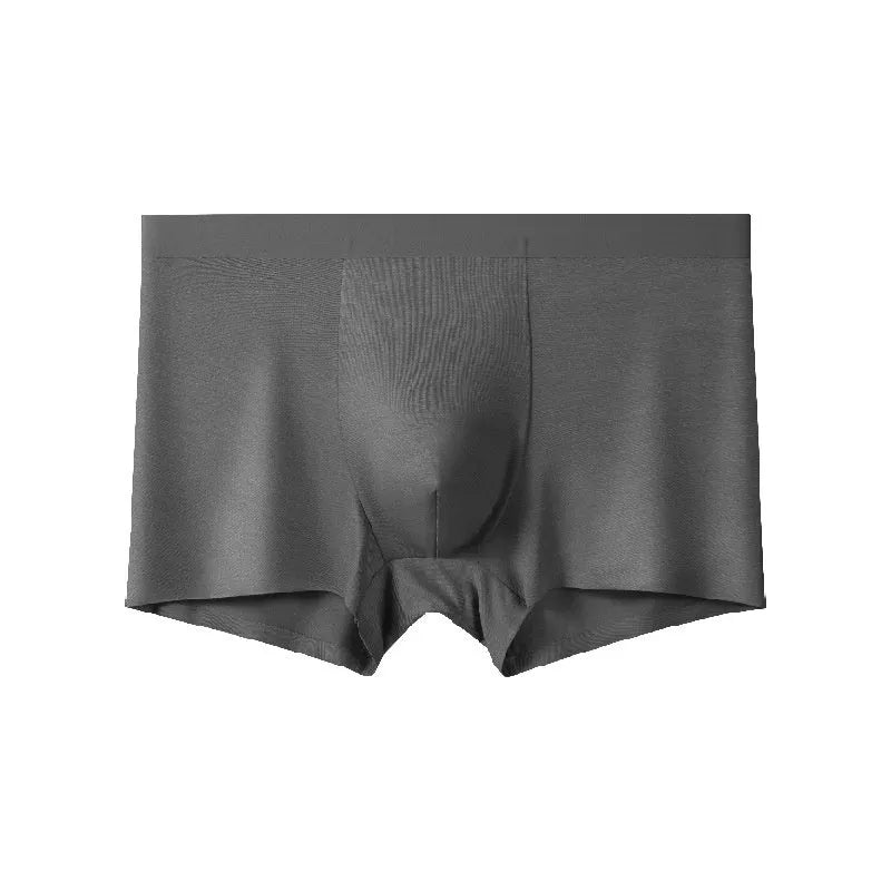 Bamboo fibre seamless men's underwear mid waist breathable antibacterial solid colour black front view