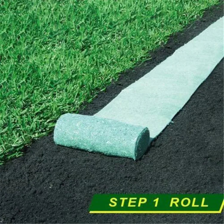 Roll of biodegradable grass seed mat 20cm by 300cm for soil erosion control and lawn establishment