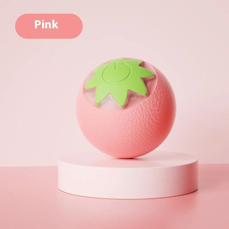 Self-Hi Relieving Stuffy Electric Cat Toy, strawberry cat rolling ball in green colour