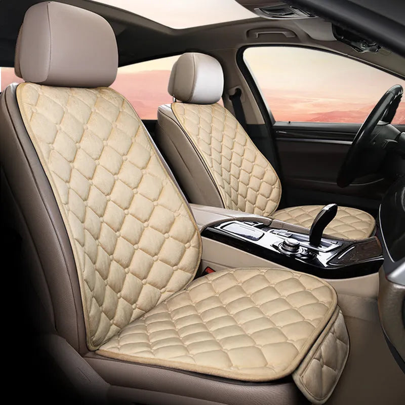 Ringer-style cotton plush car seat cushion in burgundy, black, coffee, grey, purple, or warm rice colour.
