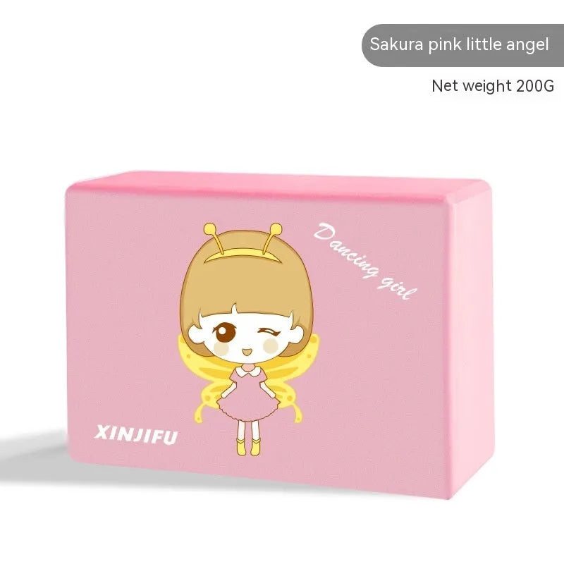 High-density EVA yoga block in various colours including cartoon designs for dance and fitness training