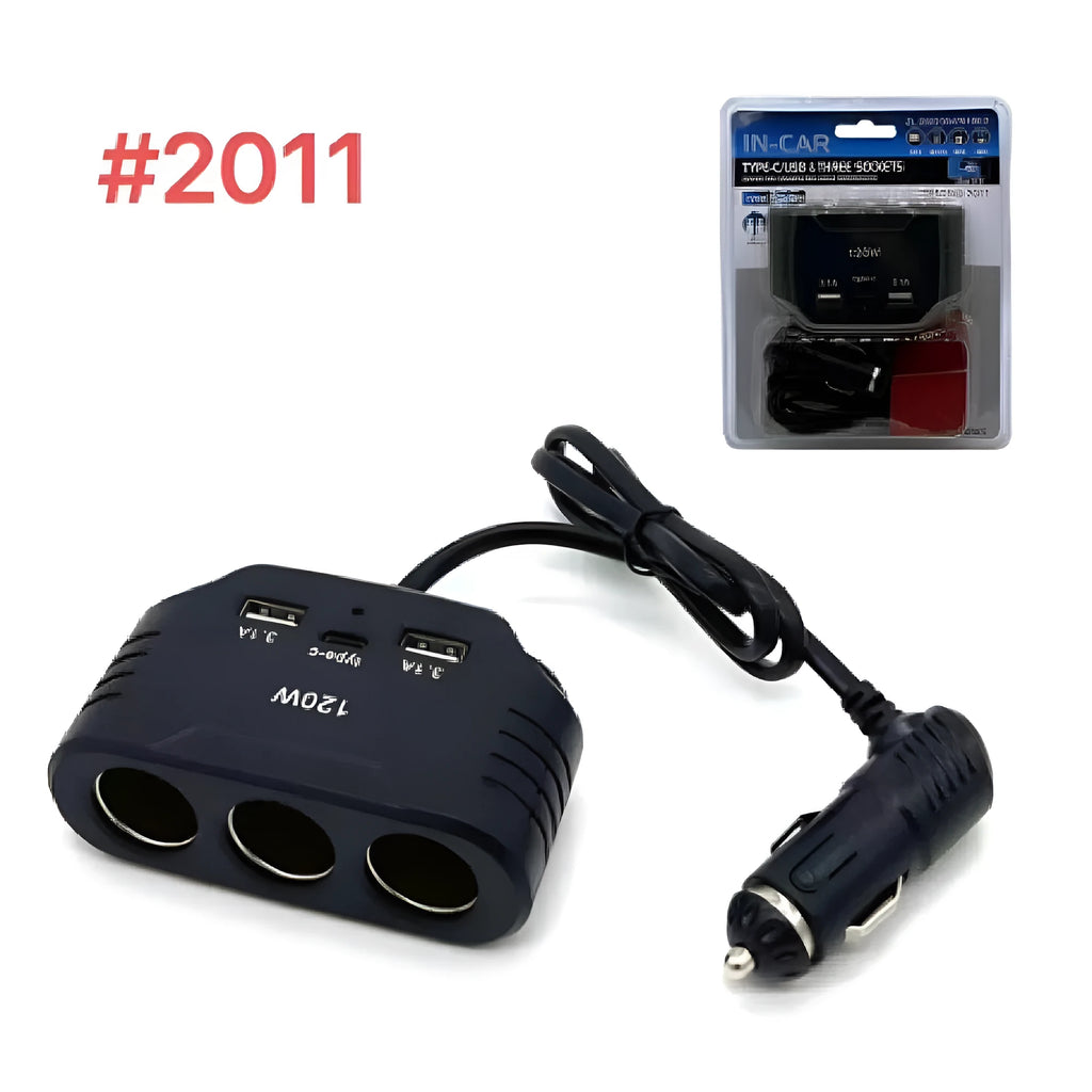 Black plastic car high-power 120W converter charger for vehicle fast charging