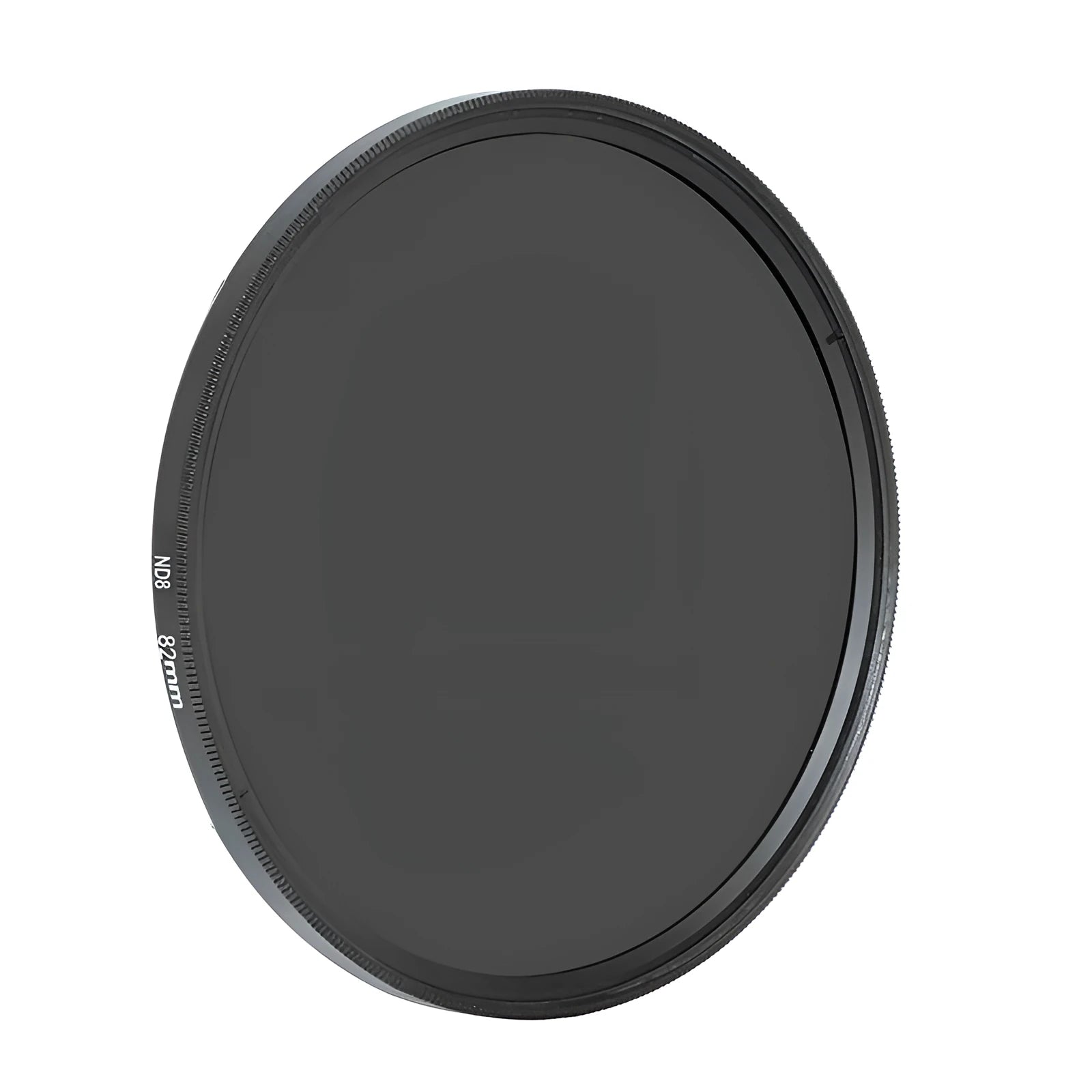 ND8 camera filter with aviation aluminium frame showing thread size options from 49mm to 82mm