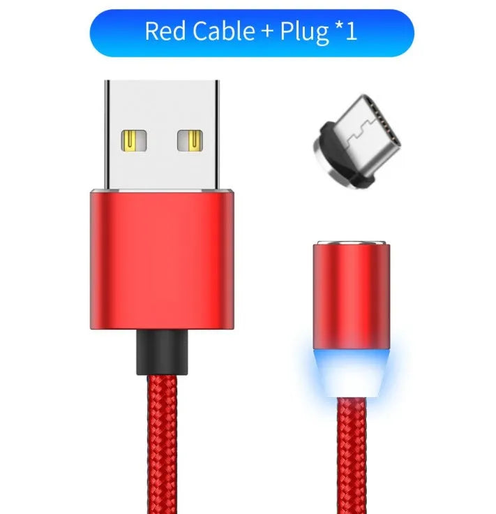 YBD magnetic LED charging cable 1 metre length with aluminium shell in multiple colours