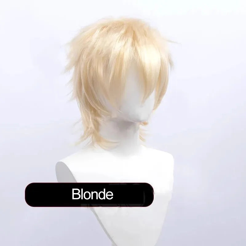 Men's short hairstyle cosplay wig in high-temperature fibre with anti-curling mechanism