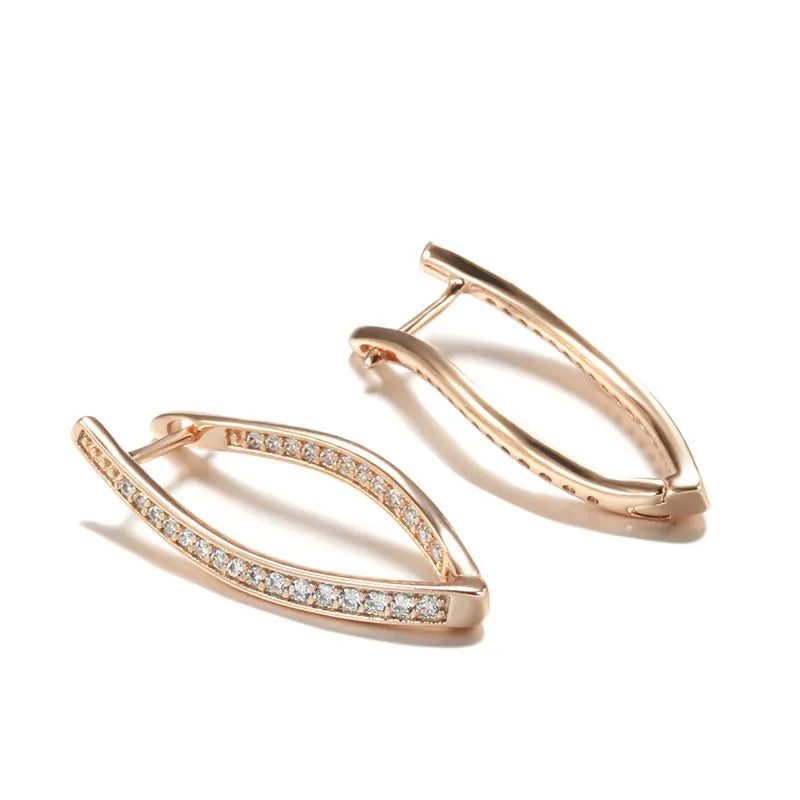 Geometric zircon eardrops earrings in H0493 colour with copper construction and ins style detailing