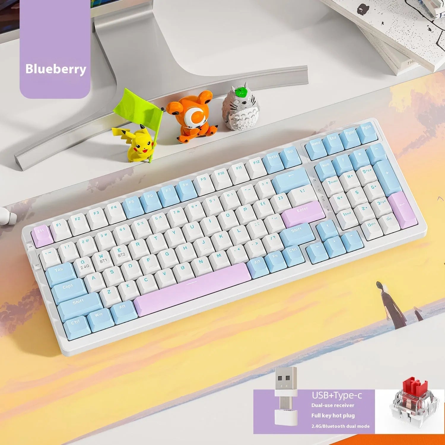 Free Wolf K96 Bluetooth dual-mode hot-swappable mechanical keyboard in compact black ABS case.